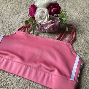 adidas Pink Multi-Strap Sports Bra with White Side Trim